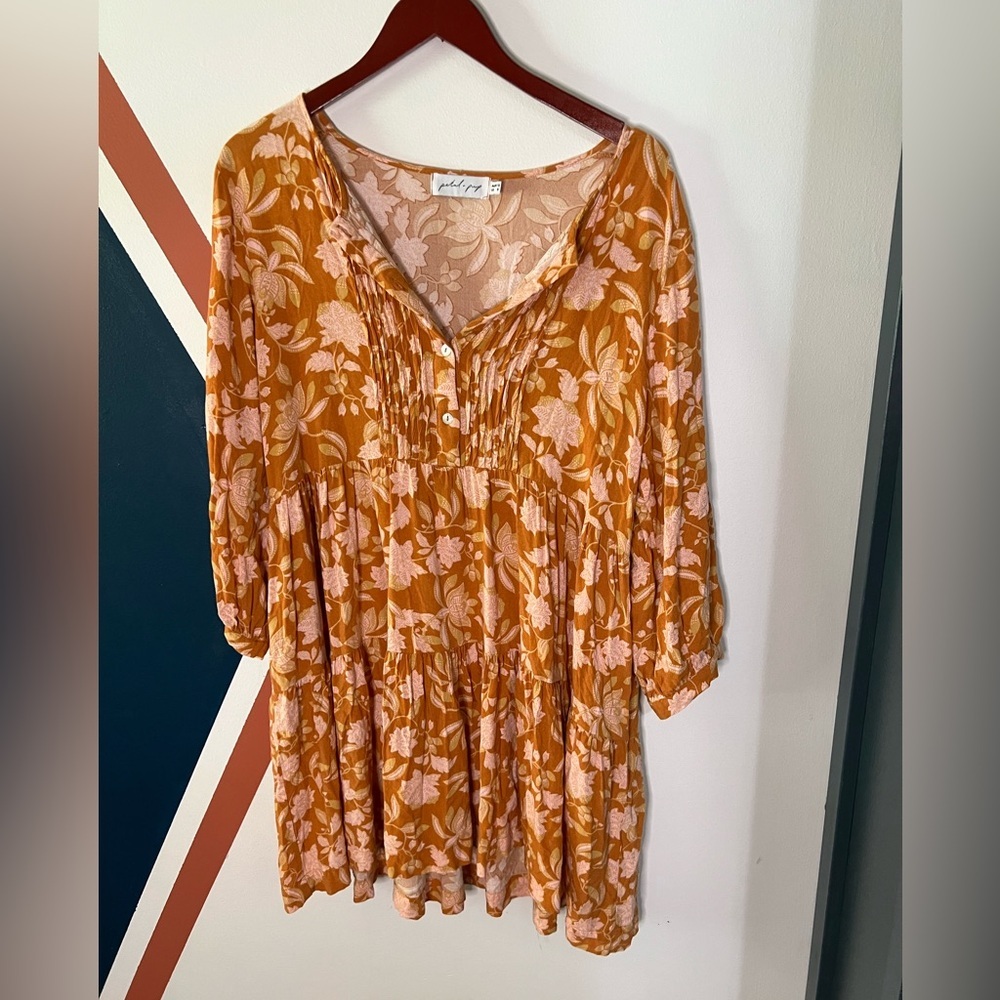 Petal & Pup Floral Tiered Tunic in Rust and Pink Boho Fall